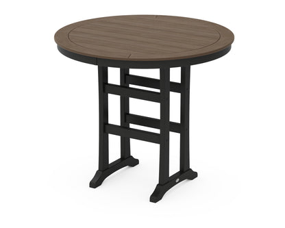 POLYWOOD® Nautical Trestle 48" Round Bar Table in Black / Kona