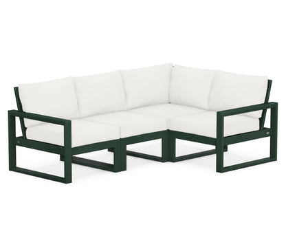 POLYWOOD® EDGE 4-Piece Modular Deep Seating Set in Green / Natural Linen