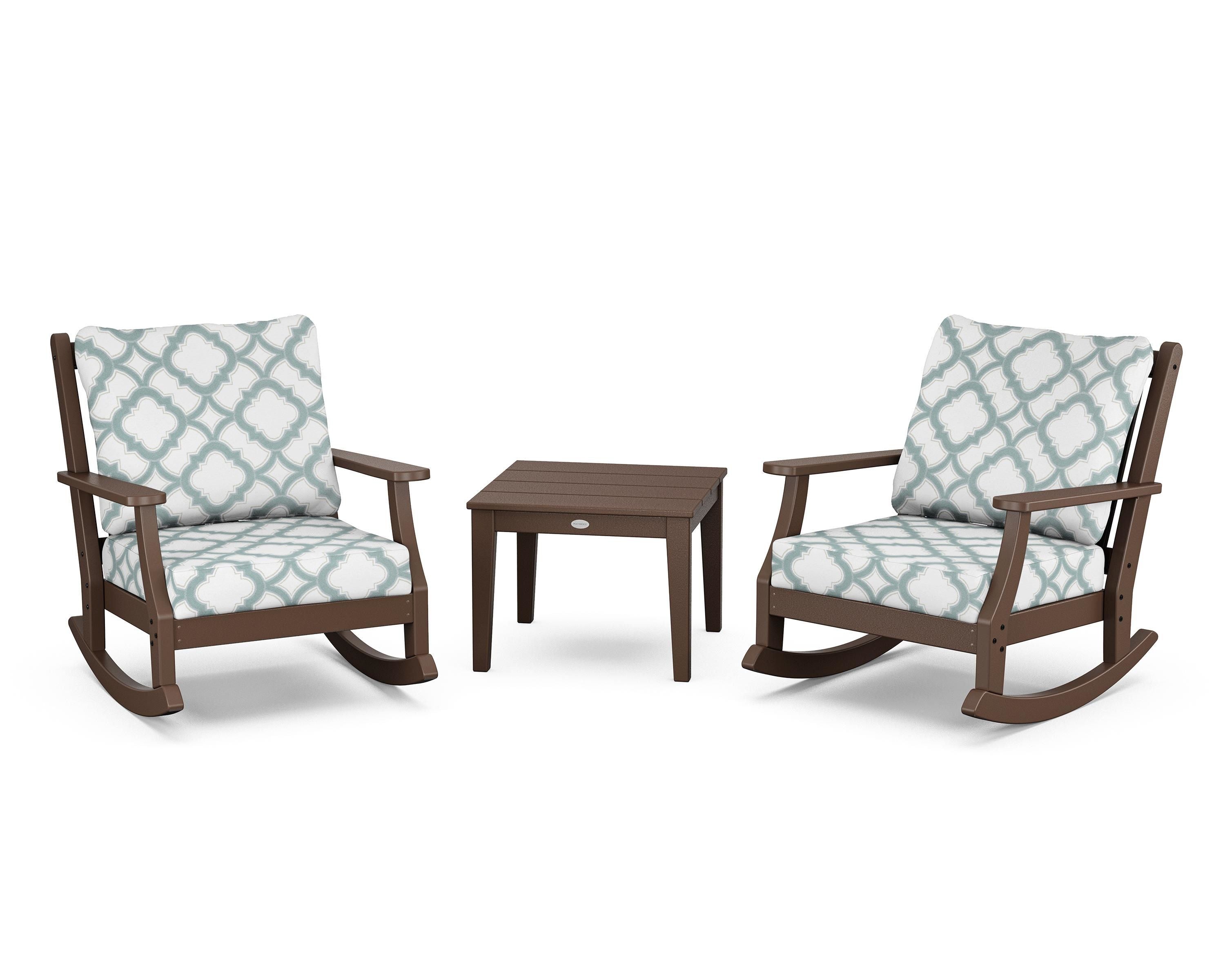 Country Living Wovendale 3-Piece Deep Seating Rocker Set in Mahogany / Trellis Glacier Spa