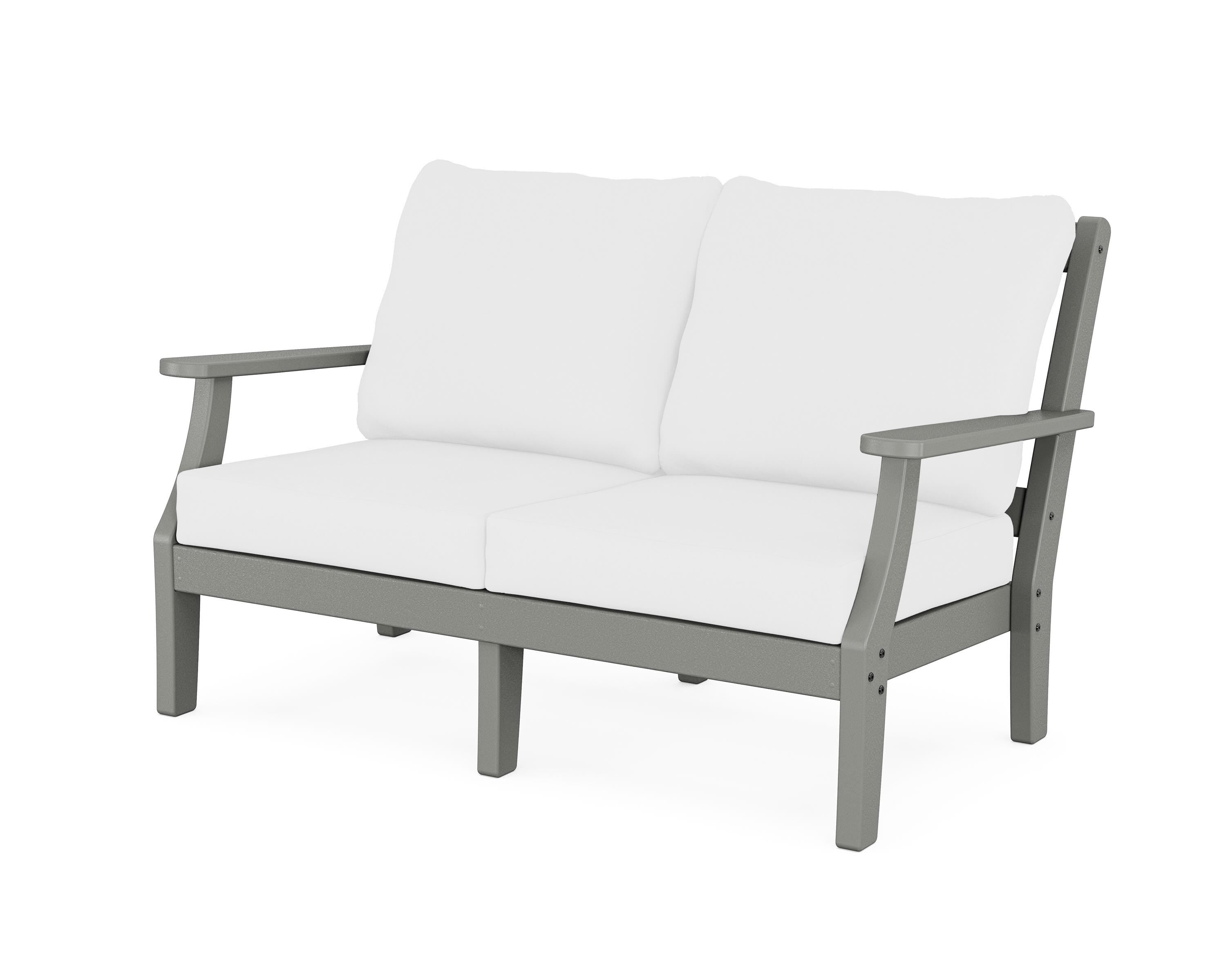 Martha Stewart by POLYWOOD® Chinoiserie Deep Seating Loveseat in Slate Grey / Natural