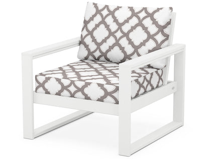 POLYWOOD® EDGE Club Chair in White / Trellis Grey Mist