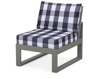 Unbranded Modular Armless Chair in Slate Grey / Buffalo Plaid Navy
