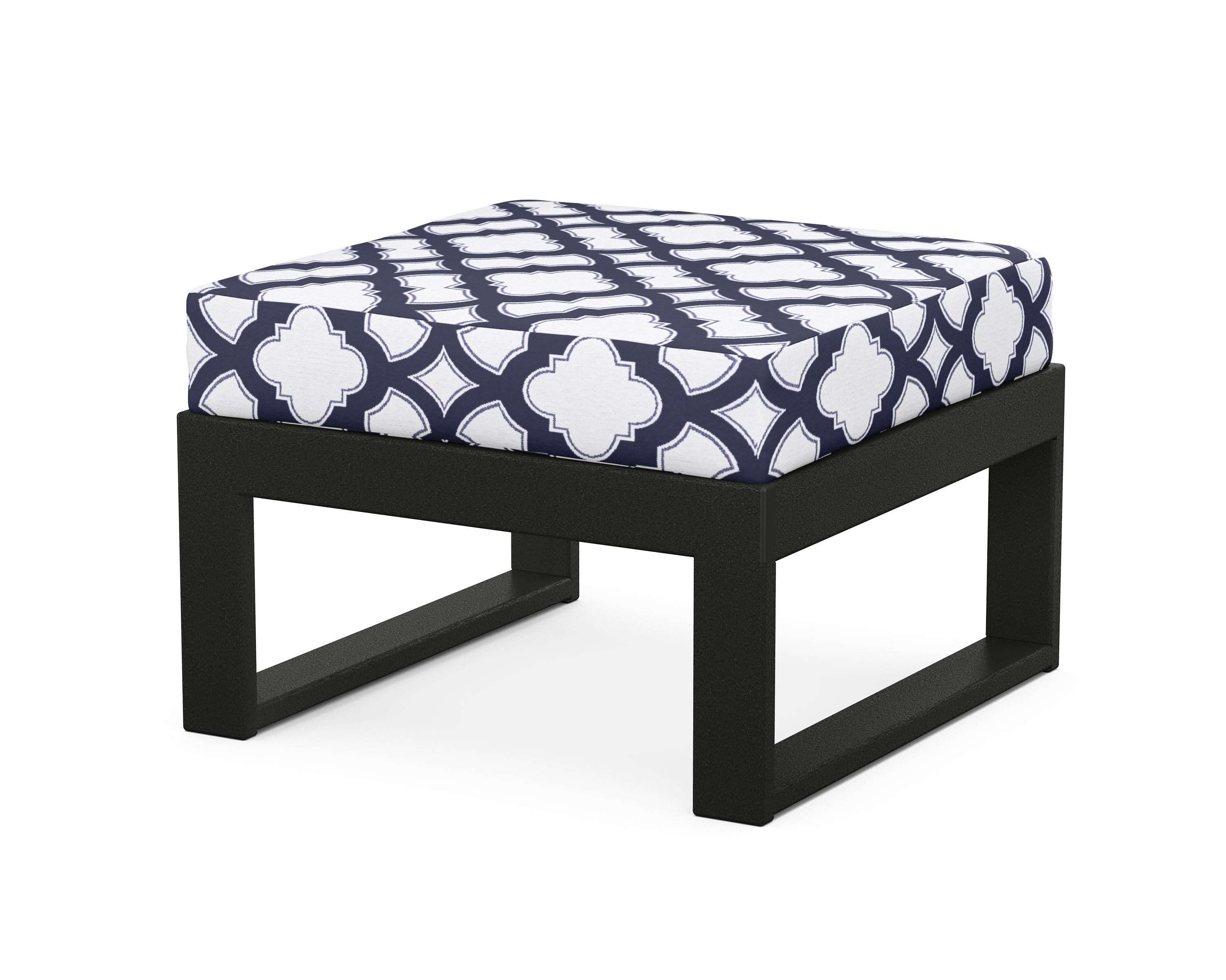 Unbranded Modular Ottoman - Modern in Black / Trellis Navy