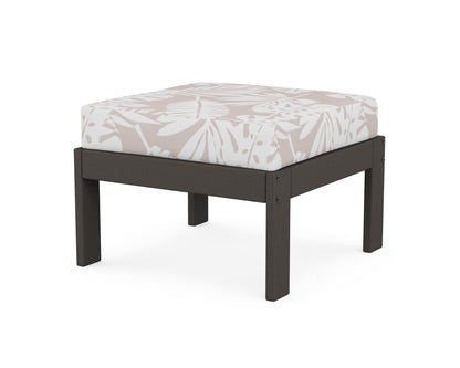 POLYWOOD® Vineyard Modular Ottoman in Vintage Coffee / Leaf Dune Burlap