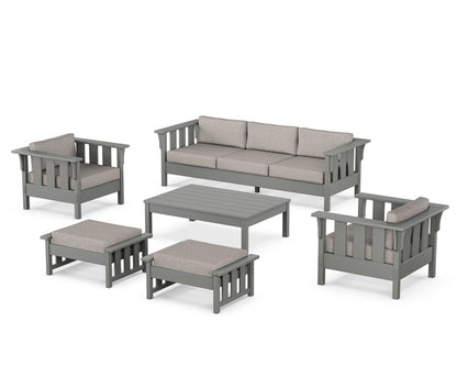 Martha Stewart by POLYWOOD® Acadia 6-Piece Lounge Sofa Set in Slate Grey / Weathered Tweed