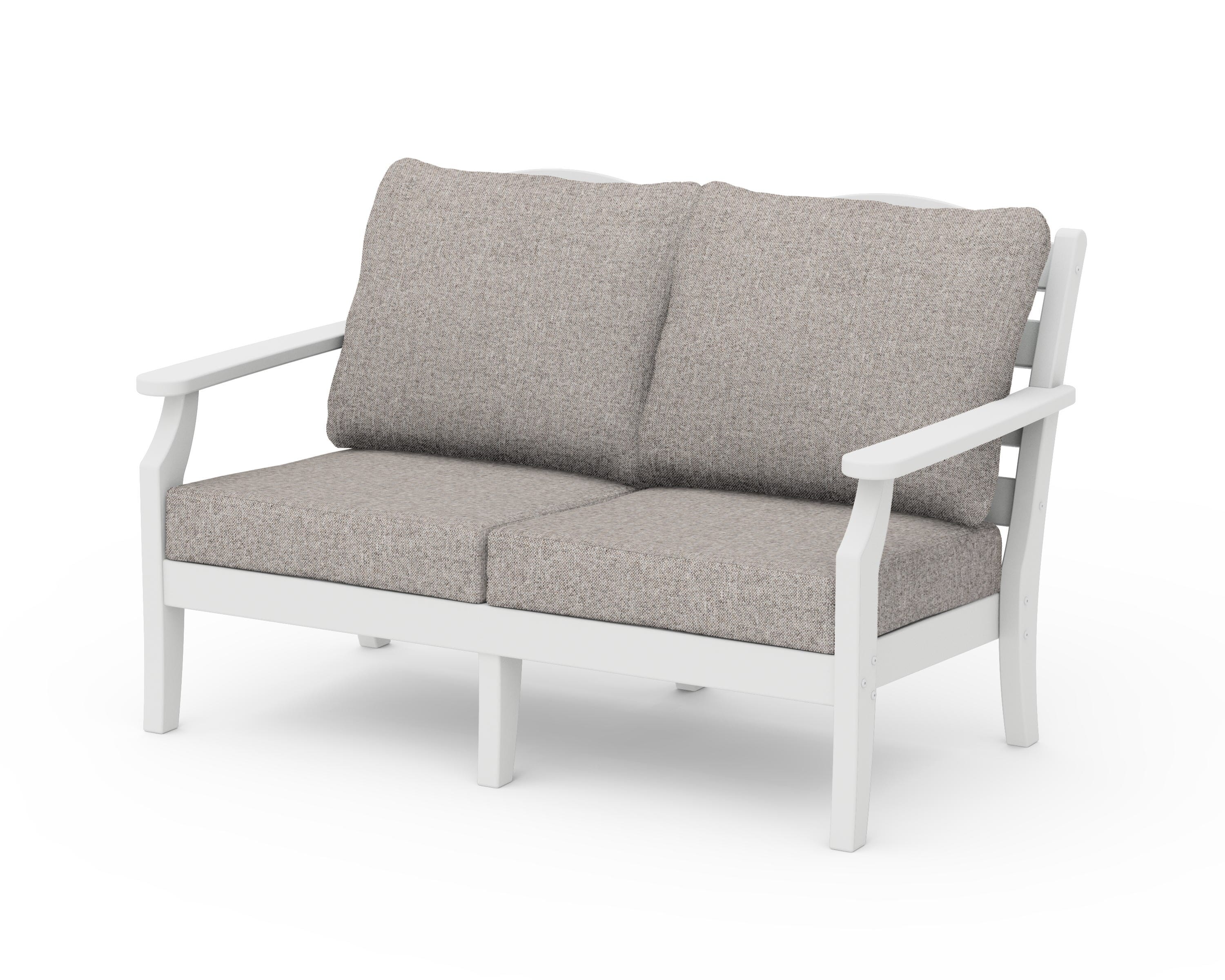 Draper James™ by  POLYWOOD® Savannah Deep Seating Loveseat in White / Weathered Tweed