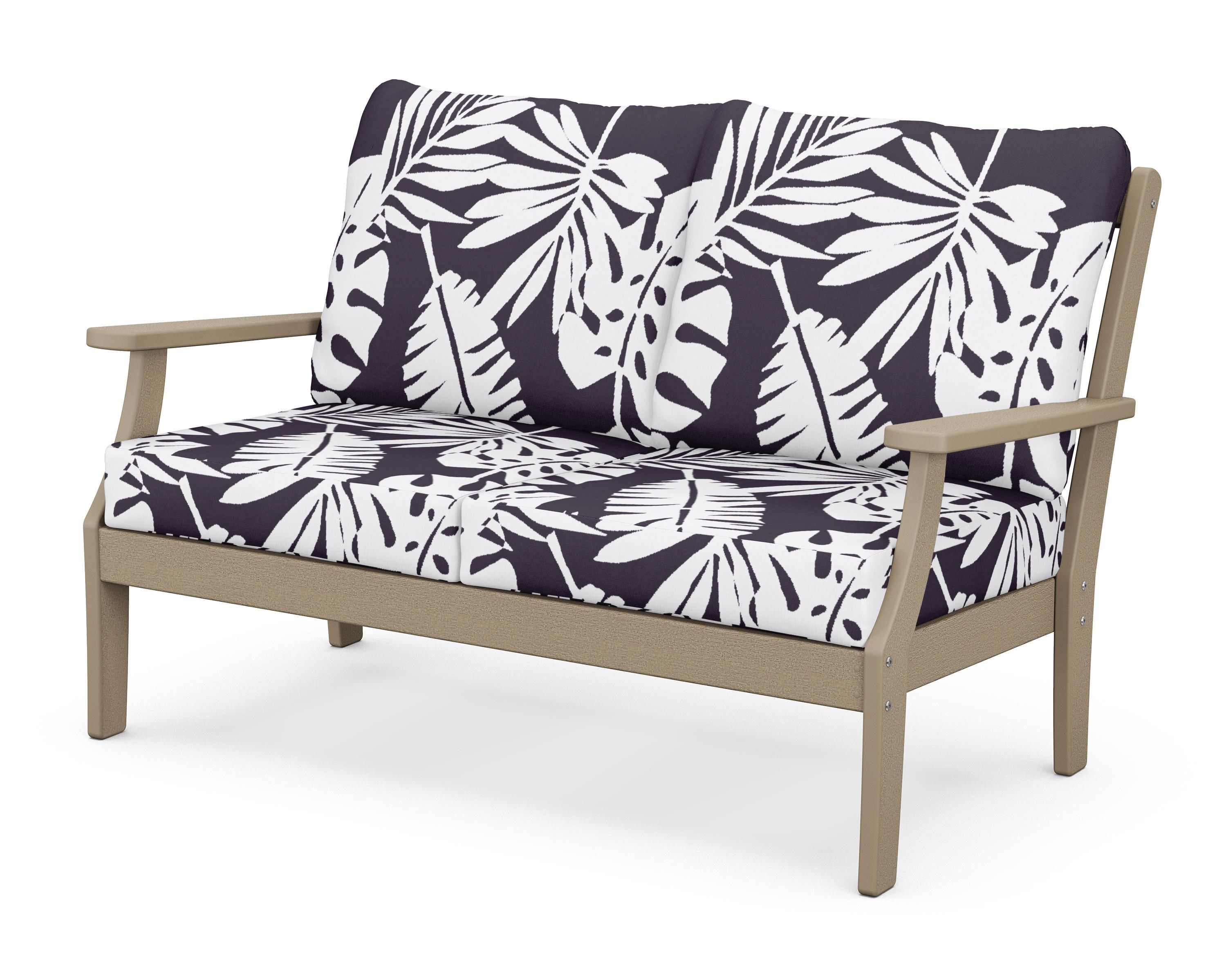 POLYWOOD® Braxton Deep Seating Loveseat in Vintage Sahara / Leaf Navy