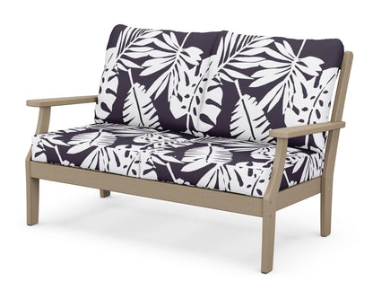POLYWOOD® Braxton Deep Seating Loveseat in Vintage Sahara / Leaf Navy