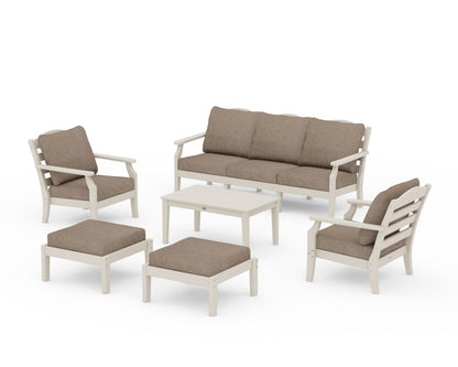 Draper James™ by  POLYWOOD® Savannah 6-Piece Lounge Sofa Set in Sand / Spiced Burlap