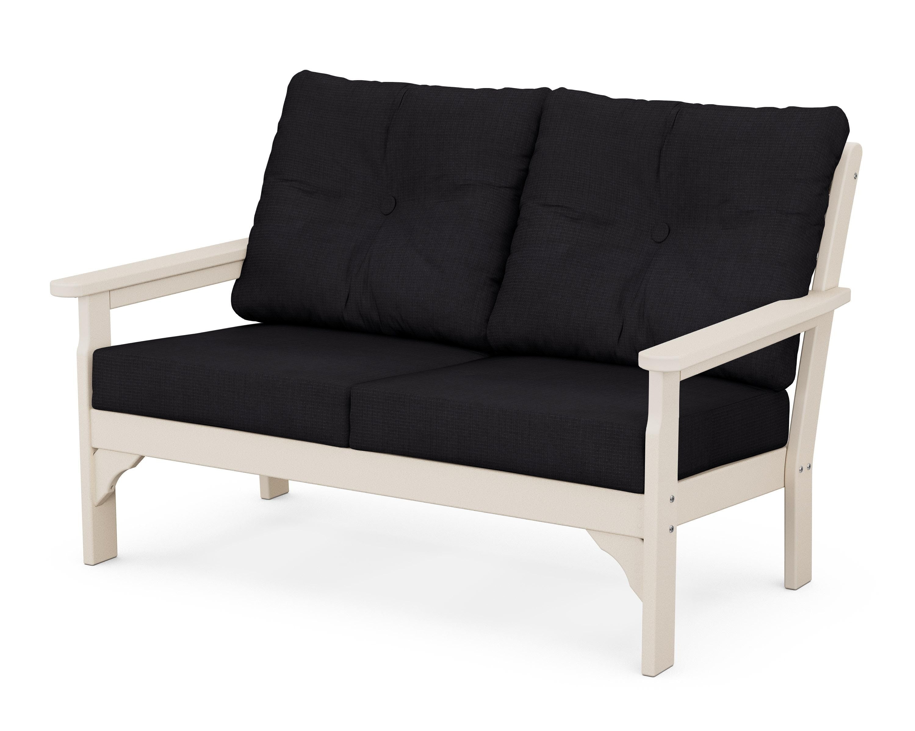 POLYWOOD® Vineyard Deep Seating Loveseat in Sand / Midnight Linen