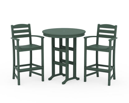 POLYWOOD® La Casa Café 3-Piece Round Farmhouse Bar Set in Green