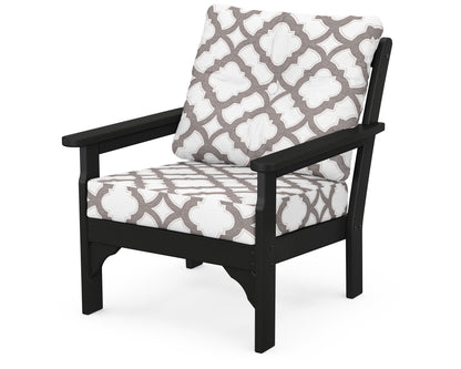 POLYWOOD® Vineyard Deep Seating Chair in Black / Trellis Grey Mist