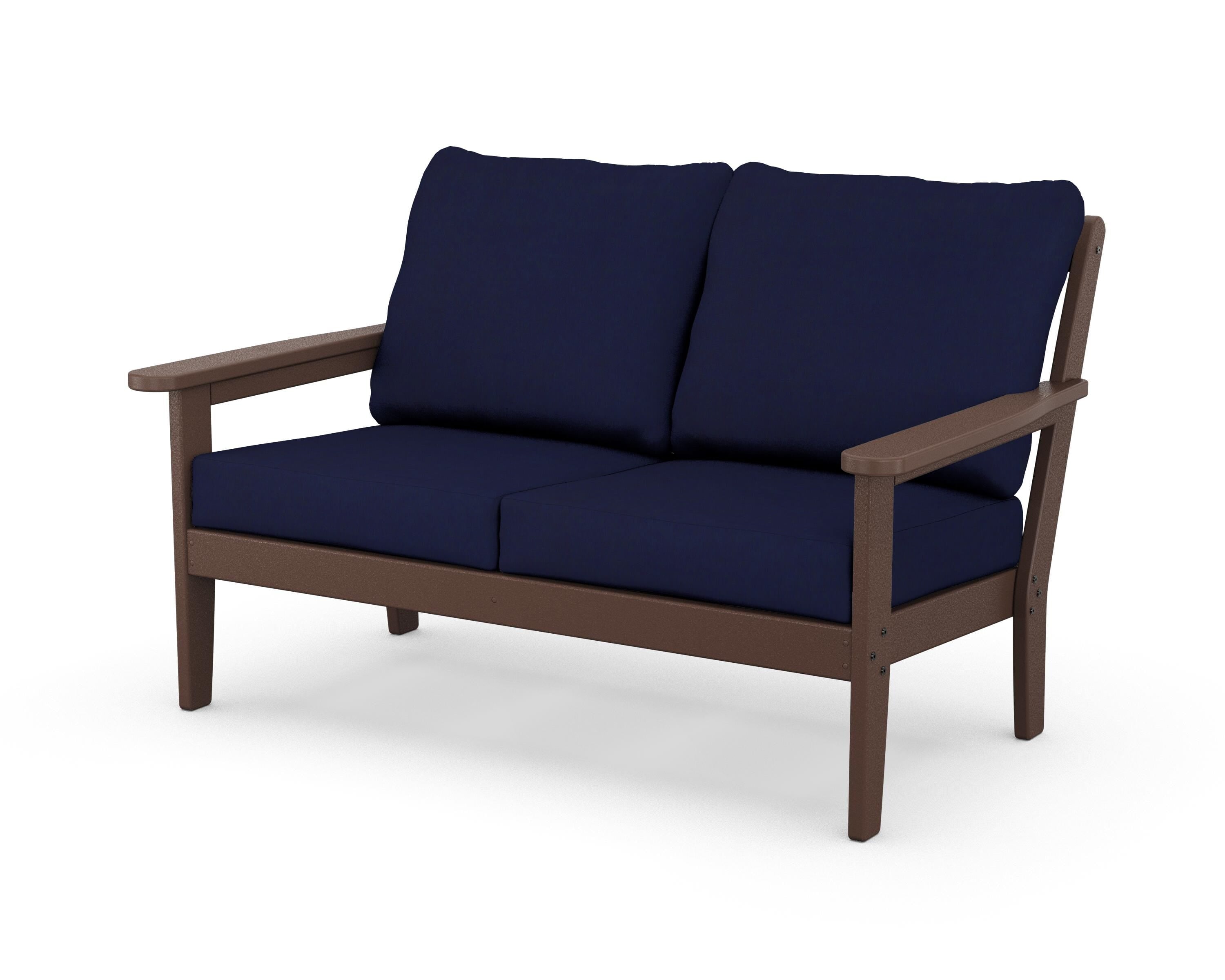 Country Living Cottage Deep Seating Loveseat in Mahogany / Navy