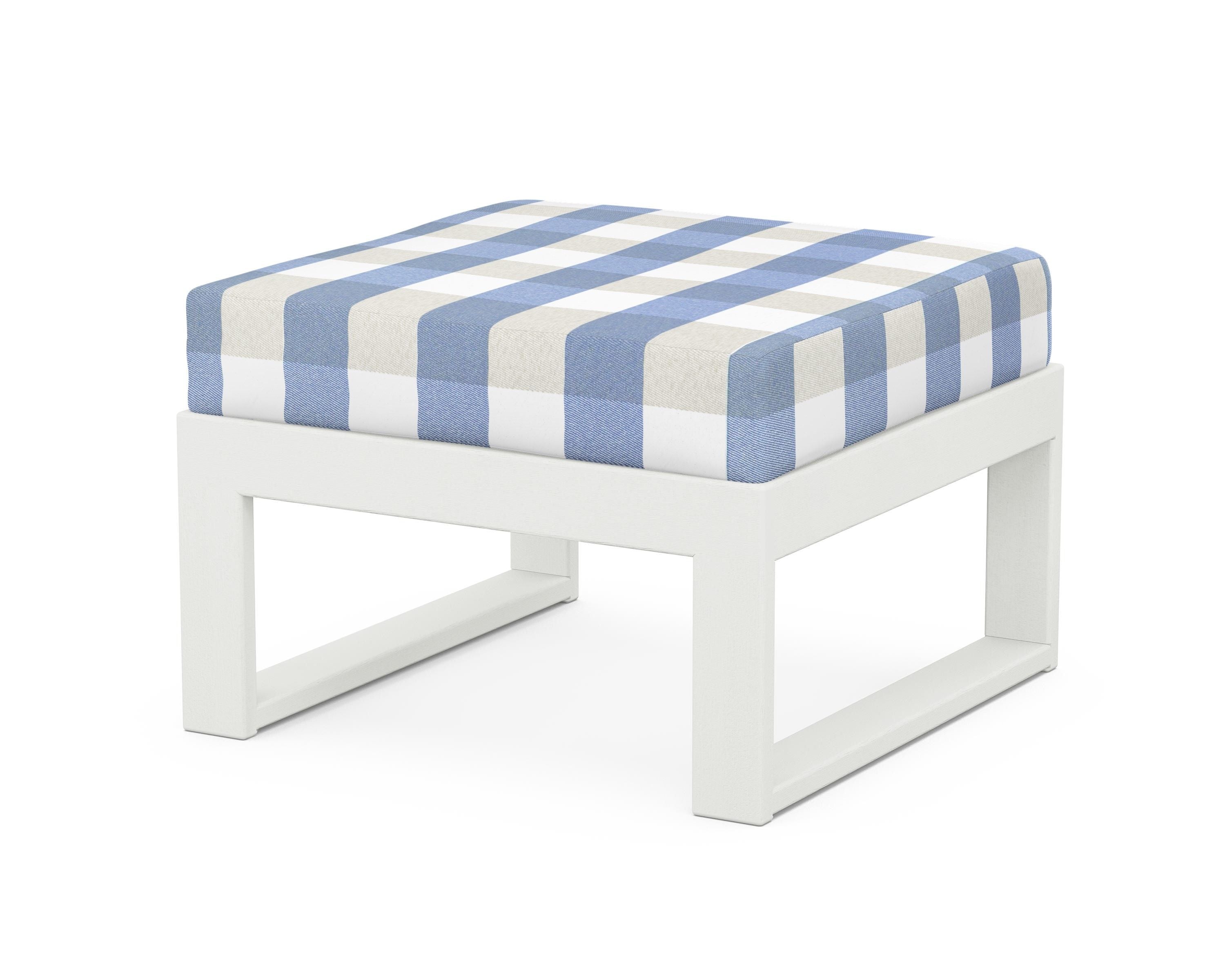 Unbranded Modular Ottoman - Modern in Vintage White / Buffalo Plaid Sky Blue