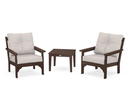 POLYWOOD® Vineyard 3-Piece Deep Seating Set in Mahogany / Dune Burlap