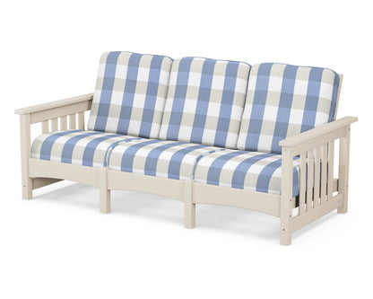 POLYWOOD® Club Mission Sofa in Sand / Buffalo Plaid Sky Blue
