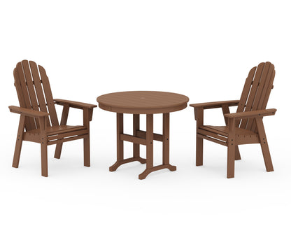 POLYWOOD® Vineyard Adirondack 3-Piece Round Dining Set in Teak