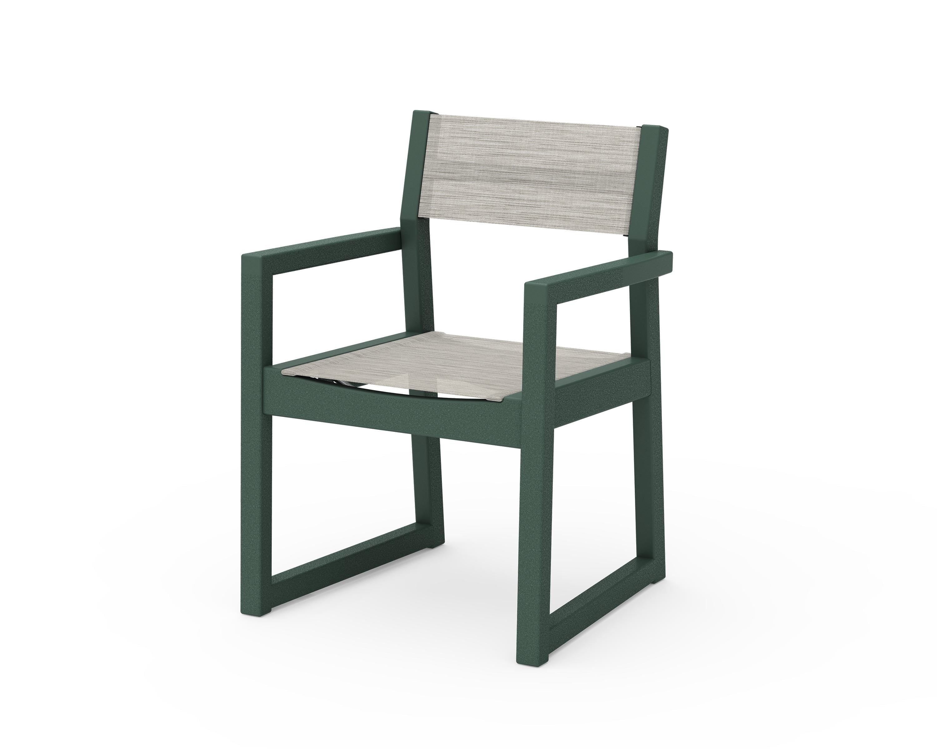 POLYWOOD® EDGE Sling Dining Arm Chair in Green / Birch Sling