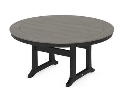 POLYWOOD® Nautical Trestle 60" Round Dining Table in Black / Driftwood