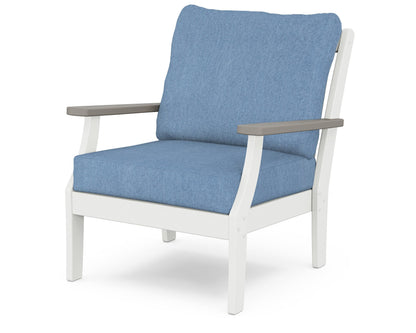 POLYWOOD® Braxton Deep Seating Chair in White / Driftwood / Sky Blue