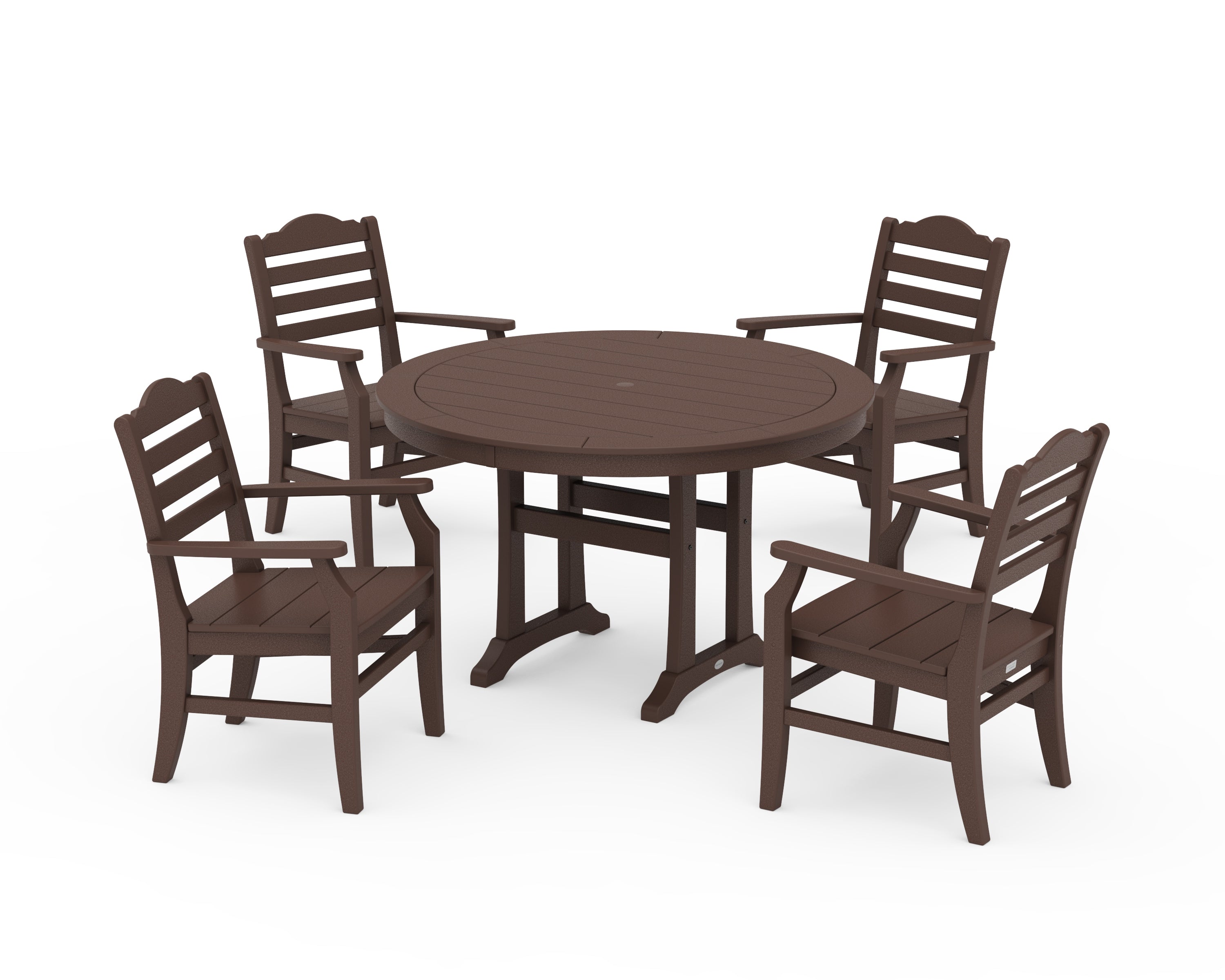 POLYWOOD® Savannah 5-Piece Round Dining Set with Trestle Legs in Mahogany