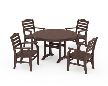 POLYWOOD® Savannah 5-Piece Round Dining Set with Trestle Legs in Mahogany