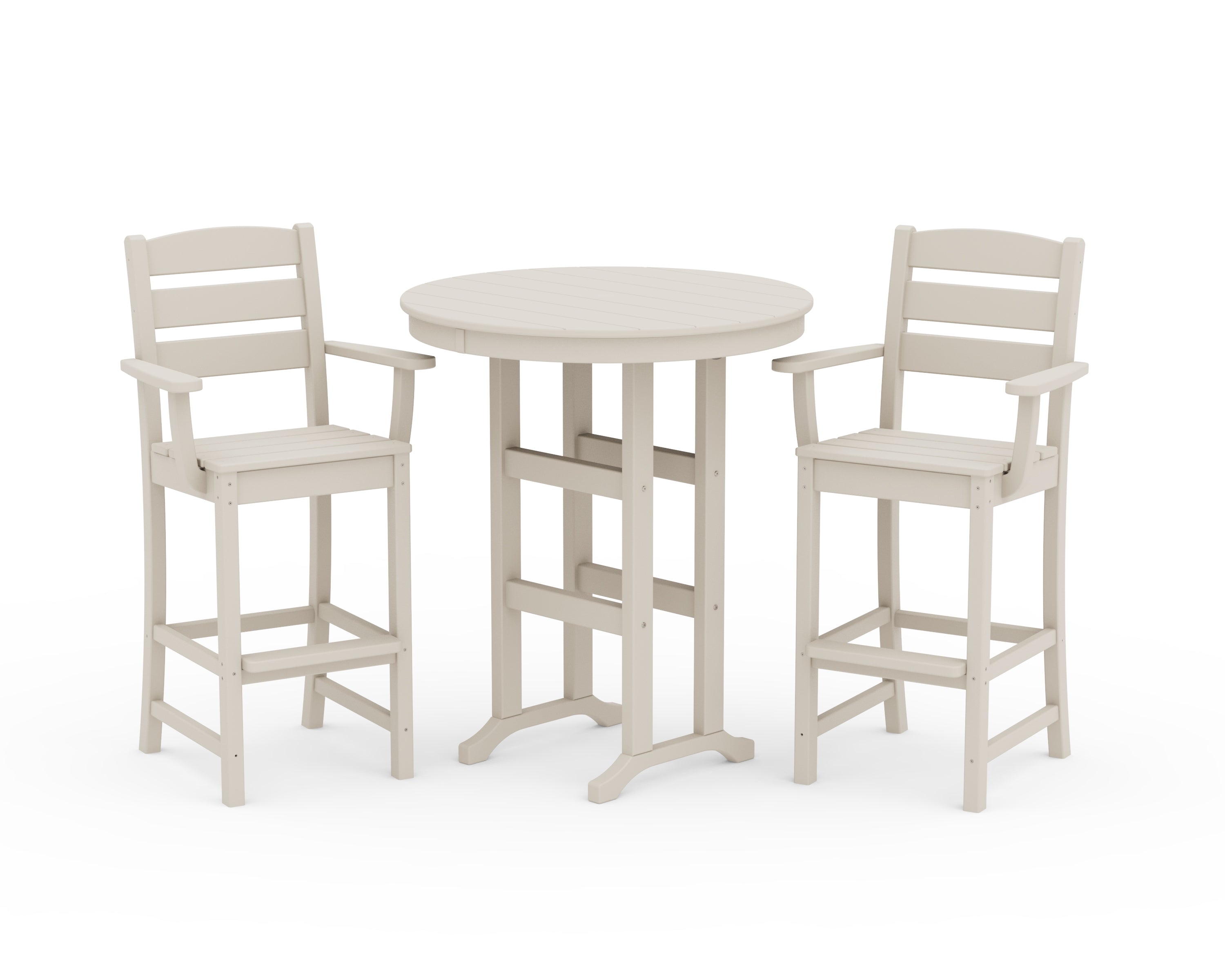 POLYWOOD® Lakeside 3-Piece Round Bar Arm Chair Set in Sand