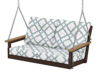POLYWOOD® Vineyard Deep Seating Swing in Mahogany / Natural / Trellis Glacier Spa