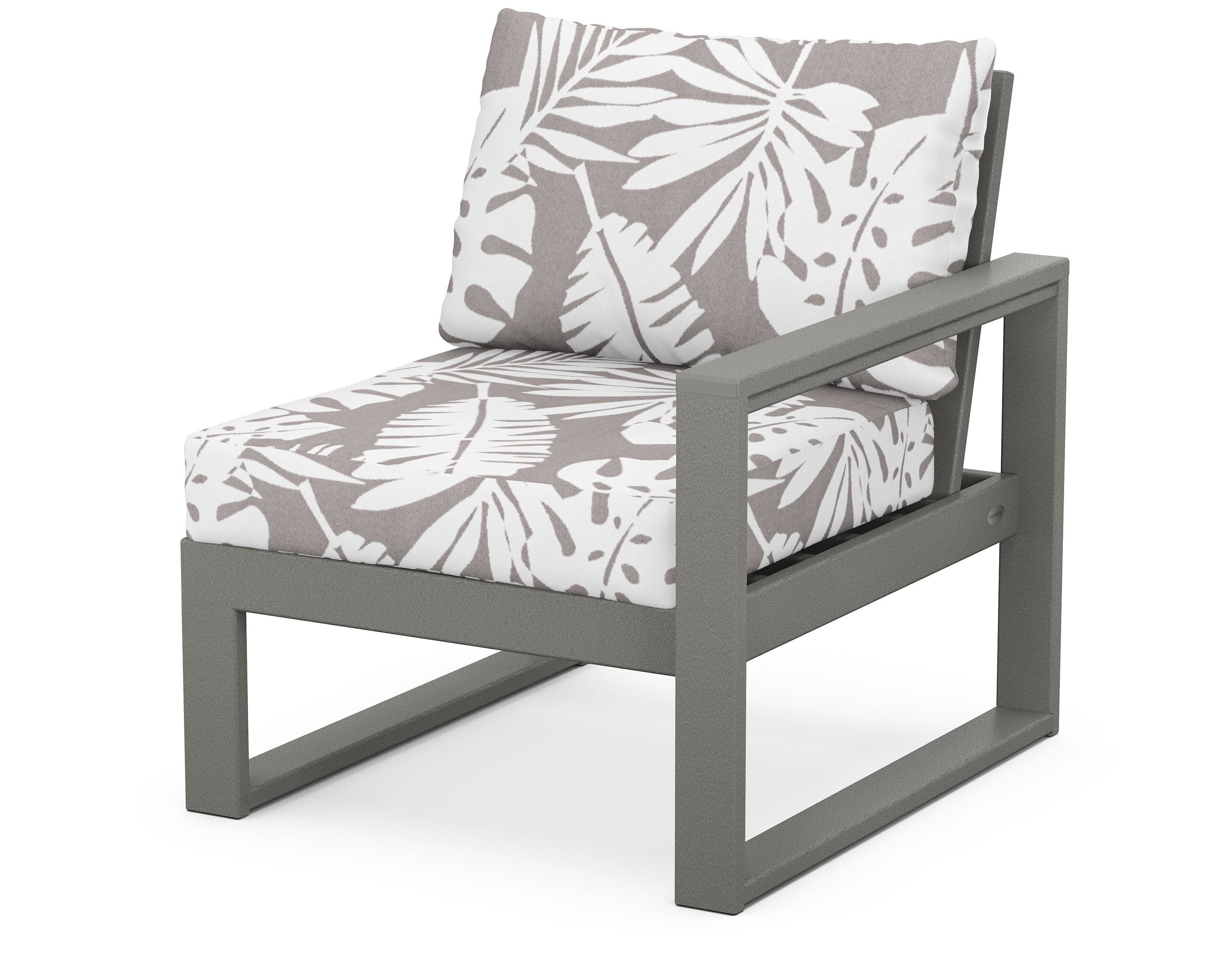 POLYWOOD® EDGE Modular Right Arm Chair in Slate Grey / Leaf Grey Mist
