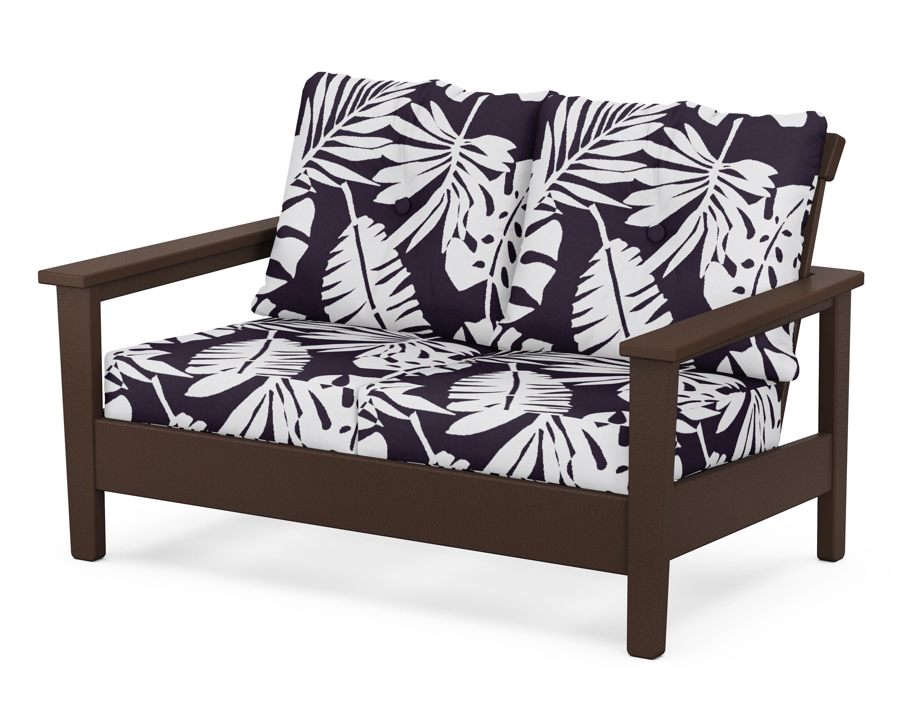 POLYWOOD® Prescott Deep Seating Loveseat in Mahogany / Leaf Navy