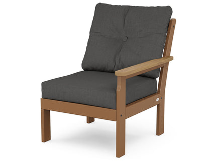 POLYWOOD® Vineyard Modular Right Arm Chair in Teak / Natural / Spectrum Carbon