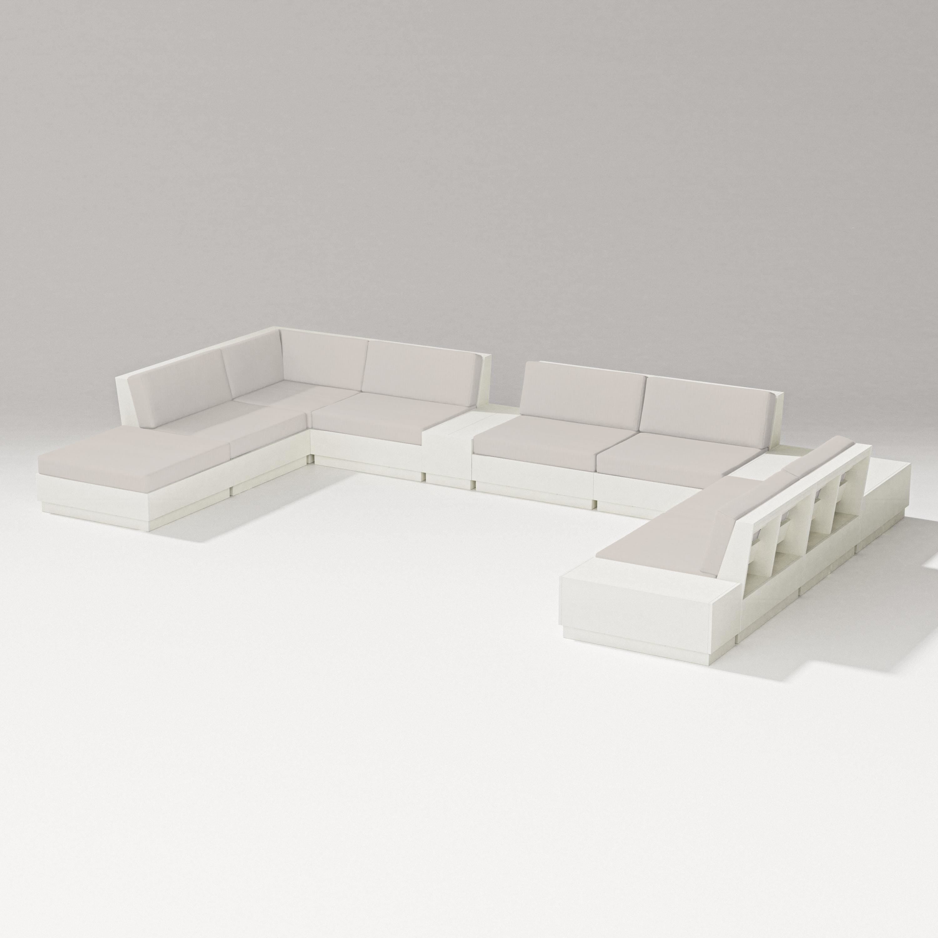 PW Designer Series Elevate 11-Piece Conversation Sectional Set in Vintage White / Cast Ash