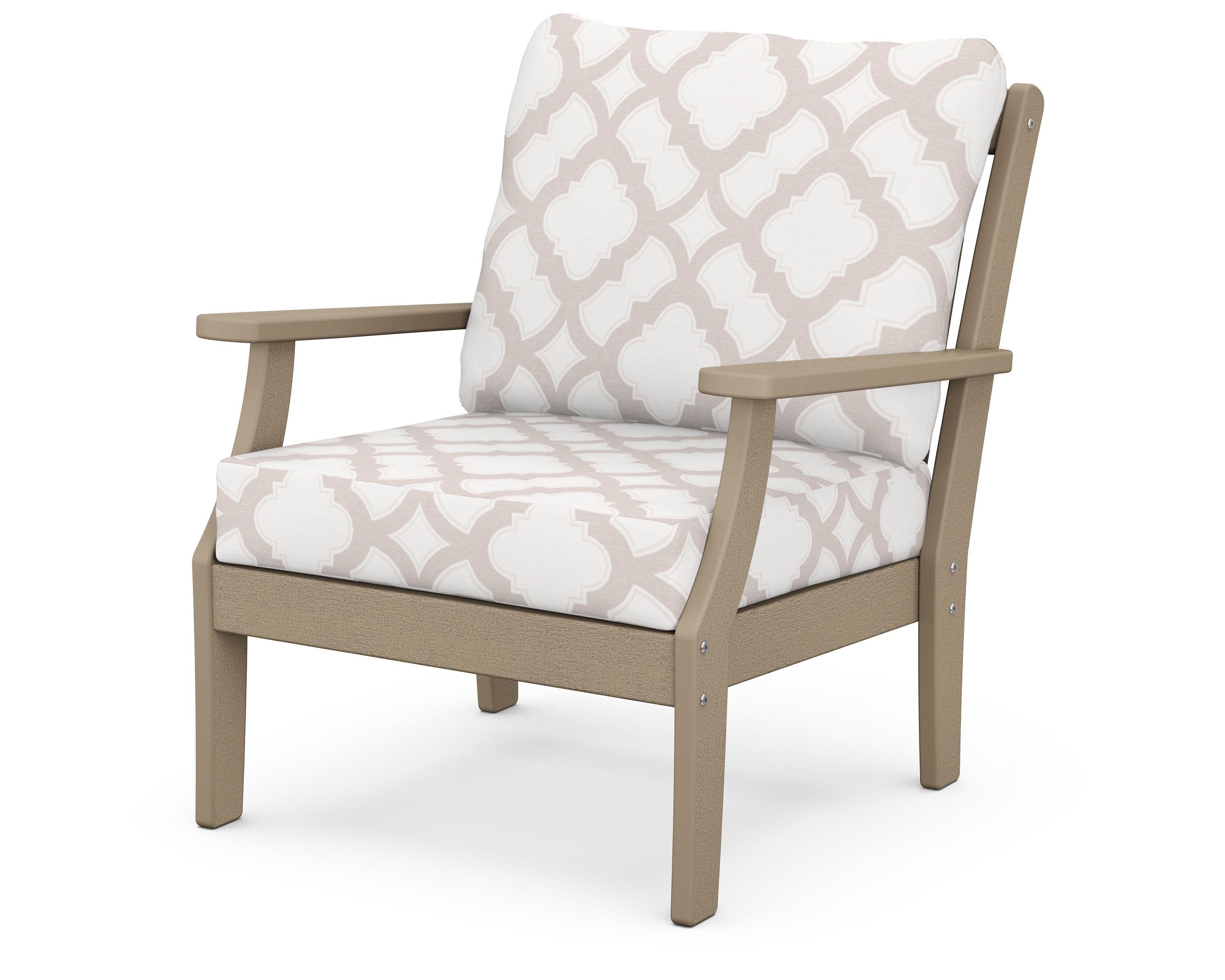 POLYWOOD® Braxton Deep Seating Chair in Vintage Sahara / Trellis Dune Burlap