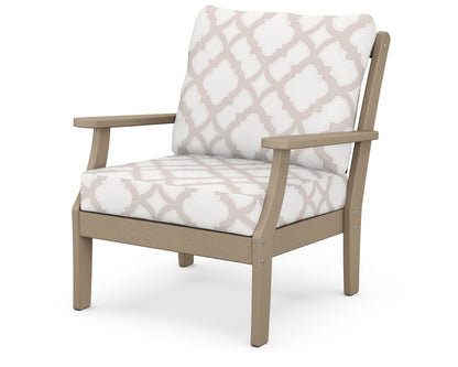 POLYWOOD® Braxton Deep Seating Chair in Vintage Sahara / Trellis Dune Burlap