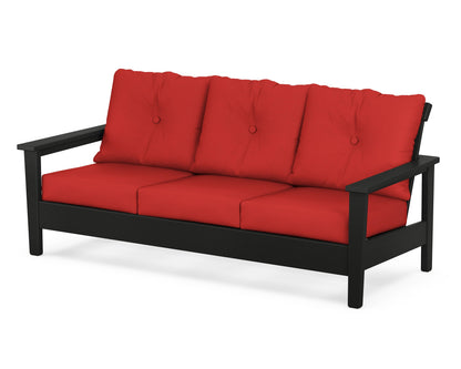 POLYWOOD® Prescott Deep Seating Sofa in Black / Crimson Linen