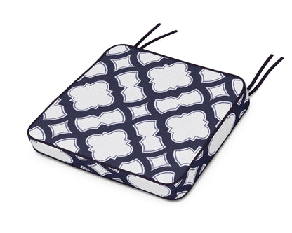 Martha Stewart by POLYWOOD® Chinoiserie Arm Chair Seat Cushion in Trellis Navy