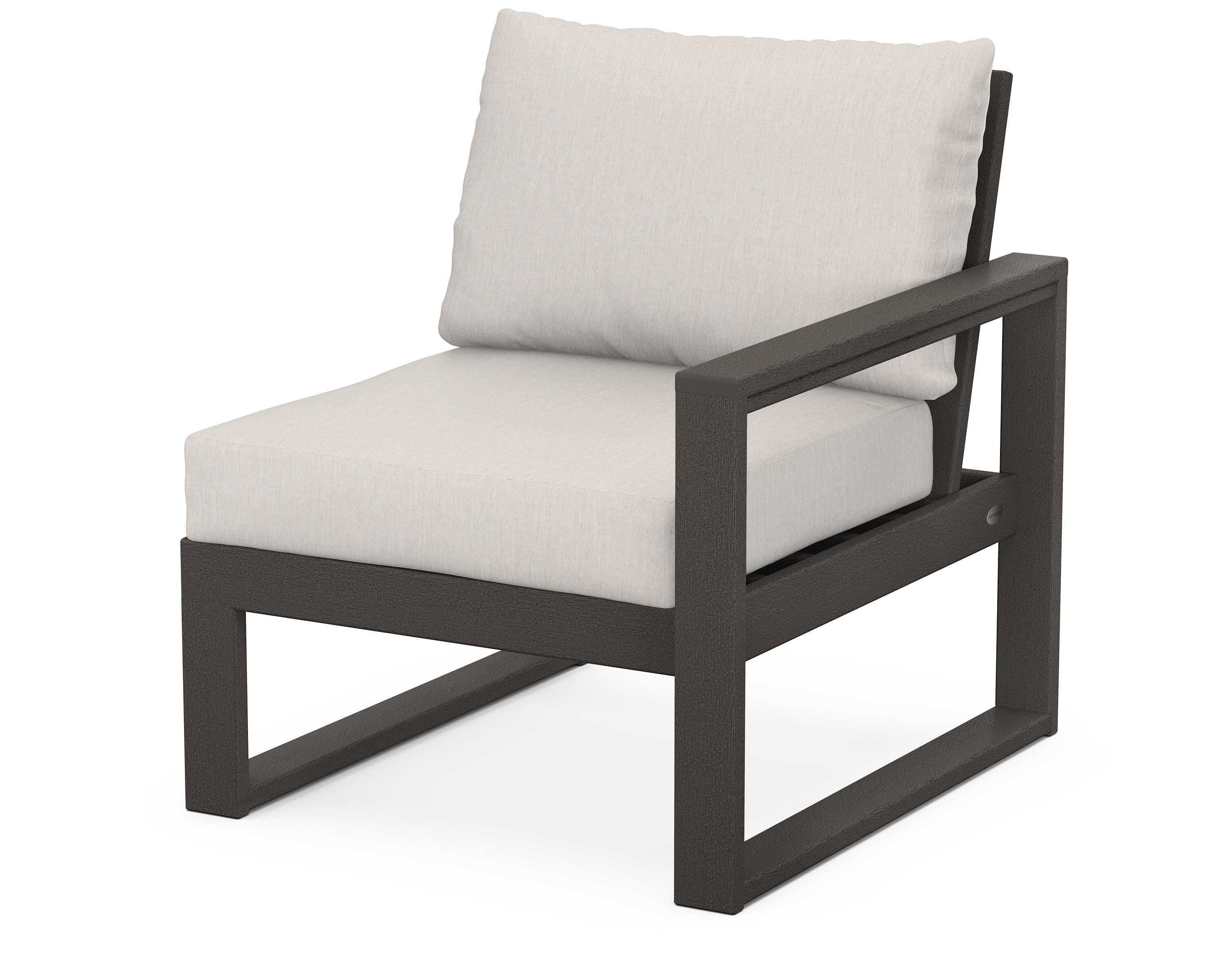 POLYWOOD® EDGE Modular Right Arm Chair in Vintage Coffee / Cast Ash