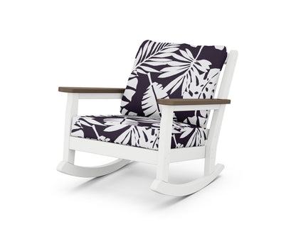 POLYWOOD® Chippendale Deep Seating Rocking Chair in White / Kona / Leaf Navy