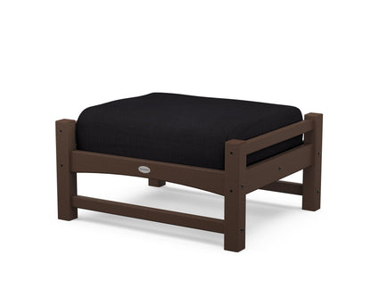 POLYWOOD® Club Ottoman in Mahogany / Midnight Linen
