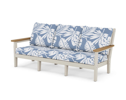 POLYWOOD® Chippendale Deep Seating Sofa in Sand / Natural / Leaf Sky Blue