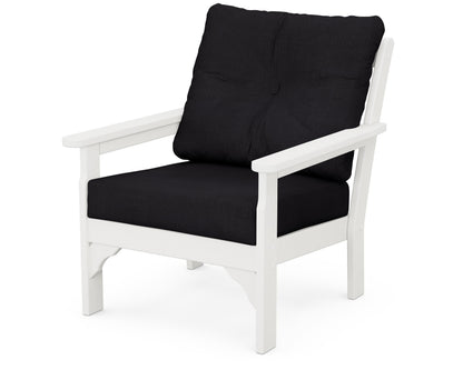 POLYWOOD® Vineyard Deep Seating Chair in Vintage White / Midnight Linen