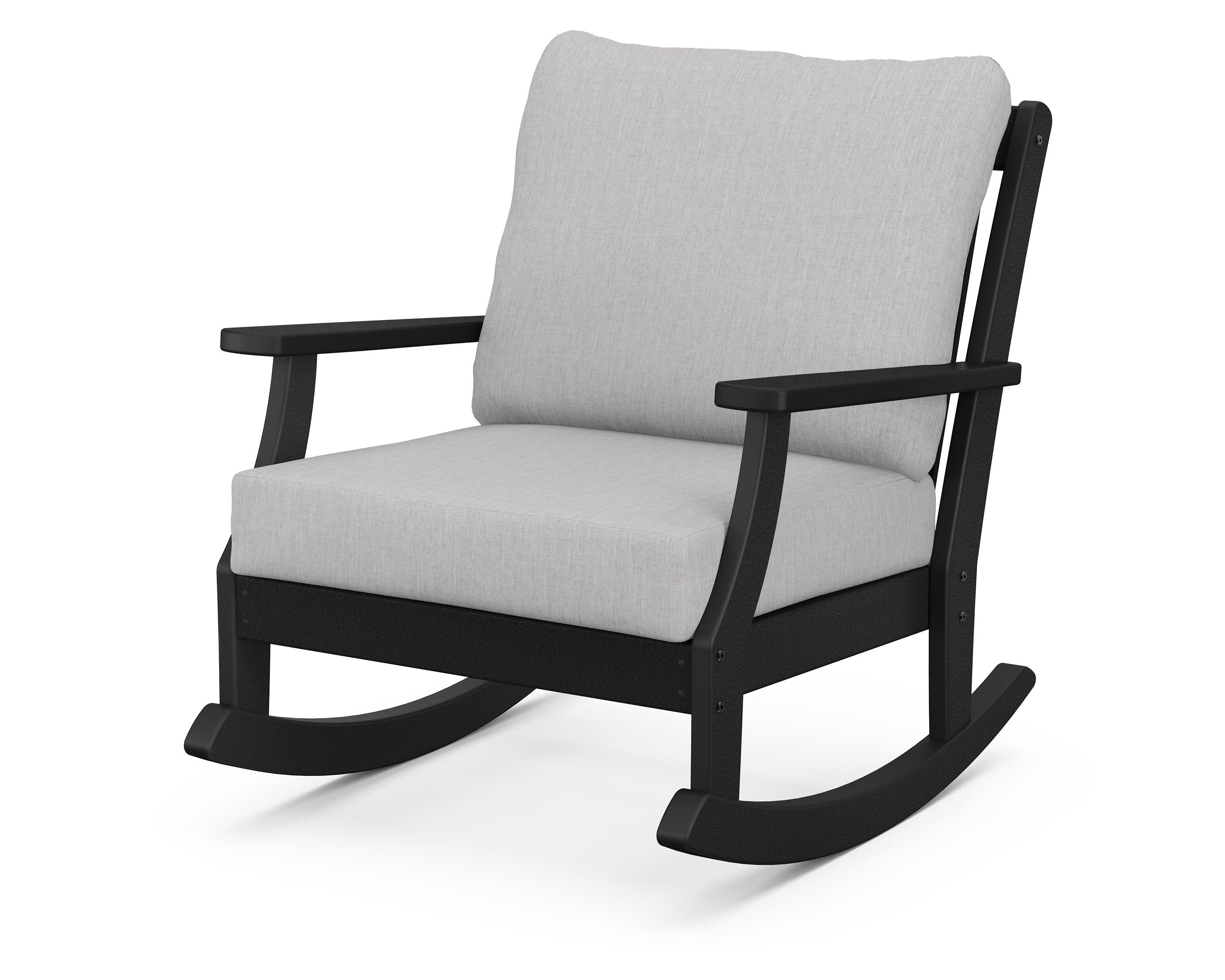 POLYWOOD® Braxton Deep Seating Rocking Chair in Black / Granite