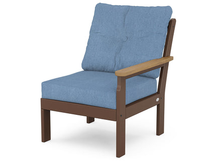 POLYWOOD® Vineyard Modular Right Arm Chair in Mahogany / Natural / Sky Blue