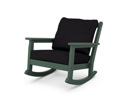 POLYWOOD® Chippendale Deep Seating Rocking Chair in Green / Midnight Linen