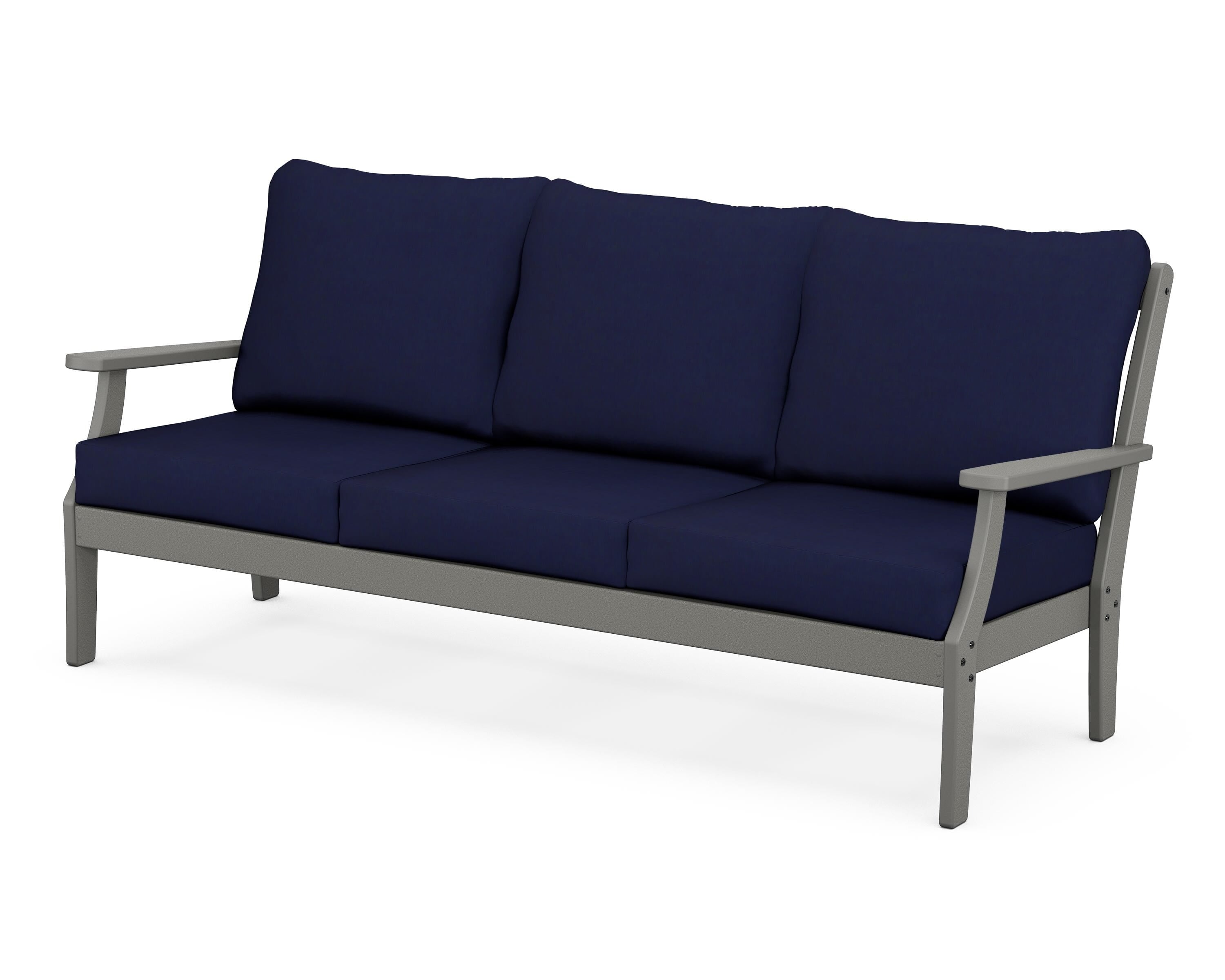 POLYWOOD® Braxton Deep Seating Sofa in Slate Grey / Navy