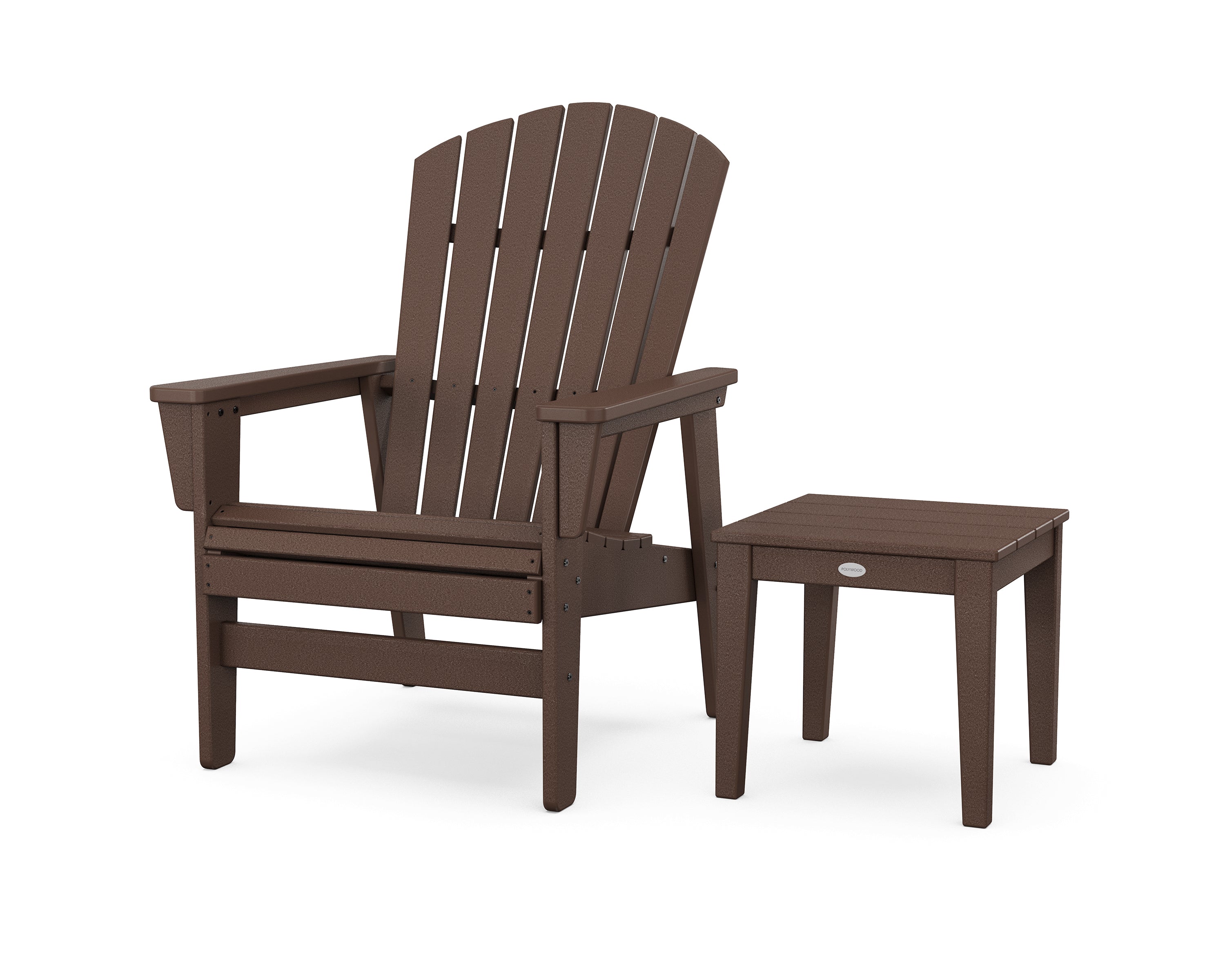 POLYWOOD® Nautical Grand Upright Adirondack Chair with Side Table in Mahogany