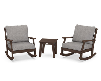 POLYWOOD® Braxton 3-Piece Deep Seating Rocker Set in Mahogany / Grey Mist