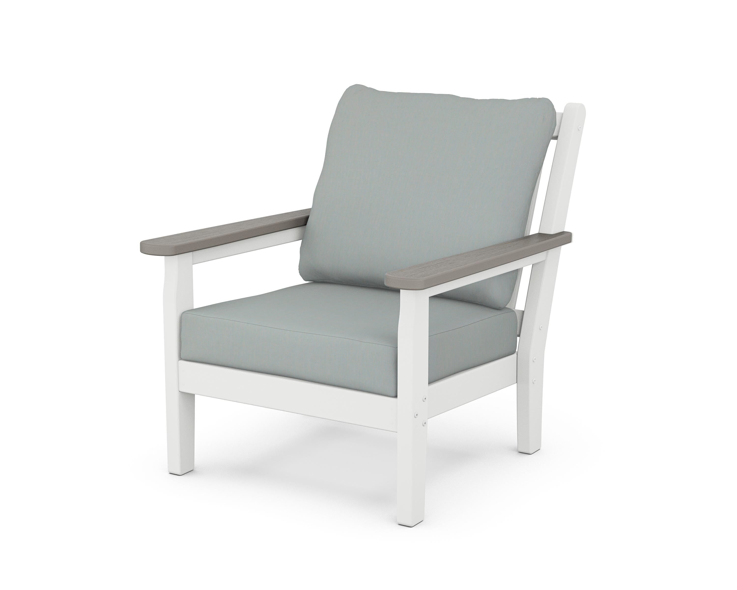 POLYWOOD® Chippendale Deep Seating Chair in White / Driftwood / Spa