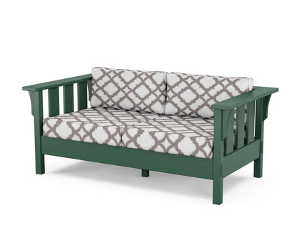 Martha Stewart by POLYWOOD® Acadia Deep Seating Loveseat in Green / Trellis Grey Mist