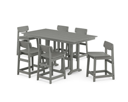 POLYWOOD® Modern Studio Urban Lowback Counter Chair 7-Piece Set in Slate Grey